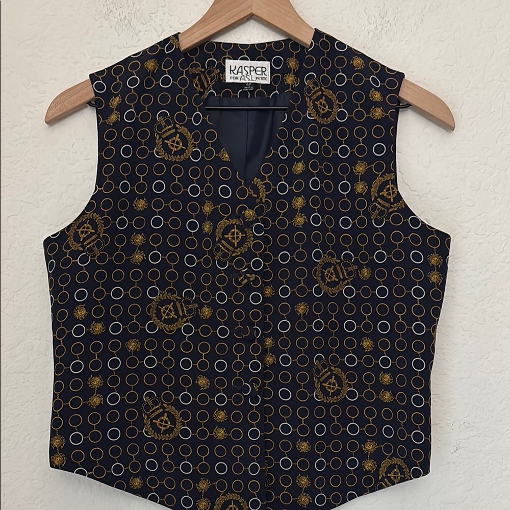 Vintage Kasper nautical motif button down vest size 4P